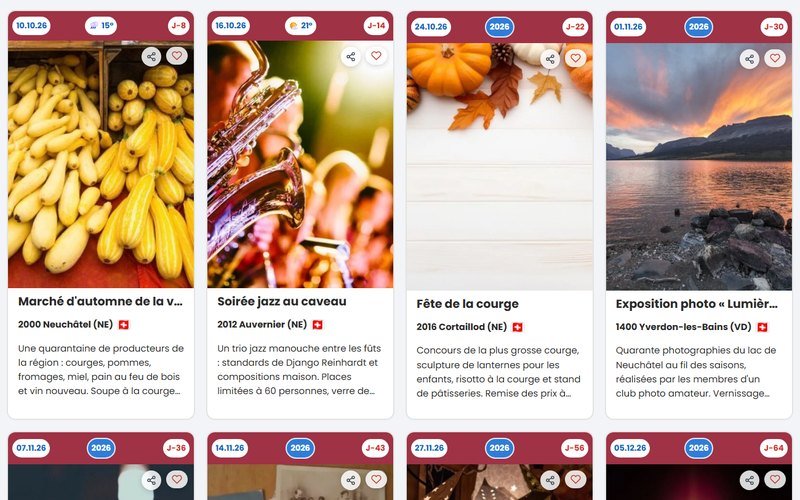 Démo Vigpro : agenda de manifestations en vignettes
